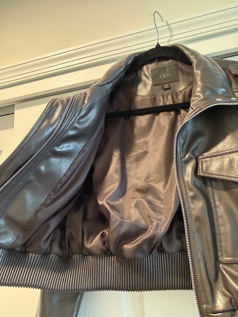 Zara Faux Leather Cropped Jacket - Picture 4 of 7